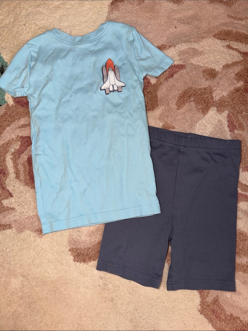 Kirkland Signature Boys Light Blue Rocket Short Pajama Set with Gray Shorts
